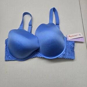 Joyspun Women Bra 40DD Blue Modern Plunge T Shirt Underwired Lace NWT